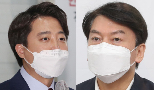 이준석 국민의힘 대표와 안철수 국민의당 대표. 연합뉴스